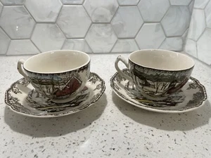 Johnson Brothers Friendly Village Cup & Saucer 2 Sets W/ Red Mark England - Picture 1 of 7