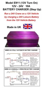 BATTERY CHARGER FOR VEHICLE MOUNTED CRANE 12V to 24V BATTERY CHARGER 10AMP/240W - Picture 1 of 2