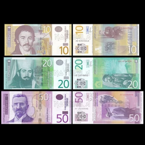 SERBIA SET 3 Pcs 10, 20 & 50 DINARA 2011-2013 Pick-54-55-56 NEW-UNC - Picture 1 of 1