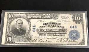 1902-$10 PB-the LECHMERE NB of EAST CAMBRIDGE-MA-in VF++ Condition. Scarce note. - Imagen 1 de 6