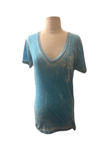 Affliction Cross Glitzer Grafik dünnes T-Shirt türkis und weiß Größe Medium - Bild 1 von 3