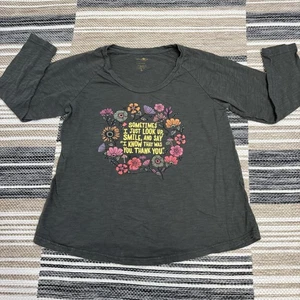 Natural Life Shirt Damen Large Grün Langarm Blumen Grafik Inspirierend - Bild 1 von 11