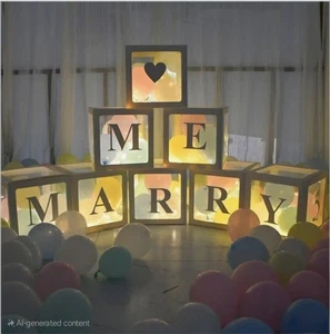 Marry Me ♡ Balloon Boxes with Letters, Sticker Set for Marriage Proposal - Picture 1 of 5