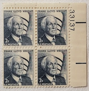 1966 2-cent US stamps Prominent Americans Frank Lloyd Wright, total of 25 stamps - Picture 1 of 6