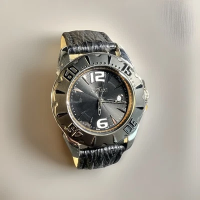 August Steiner 42mm Men Watch Black Swiss Quartz Rotating Bezel Shark Band - Image 1 of 4