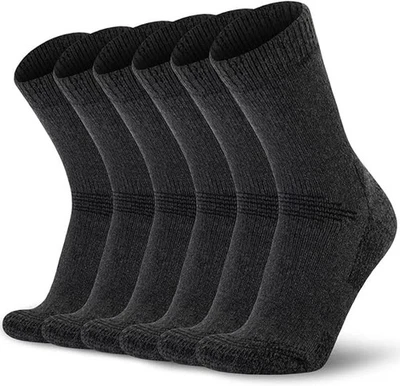 Mens Merino Wool Hiking Cushioning Socks For Outdoor 9-13 Dark Gray(3 Pairs) - Image 1 of 4