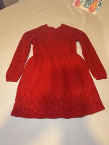 Cat & Jack Girls' Sparkle Crochet Long Sleeve Sweater Size 5T Red Dress - Picture 1 of 7