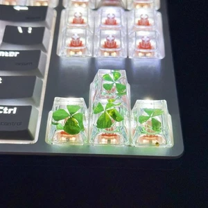 1Pcs Four-leaf Clover Resin Transparent Key Cap Universal DIY Keyboard Access-qk - Zdjęcie 1 z 10