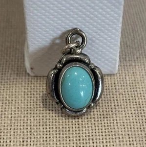 Colgante/dije turquesa 925 vintage estampado O en la parte posterior - Imagen 1 de 7