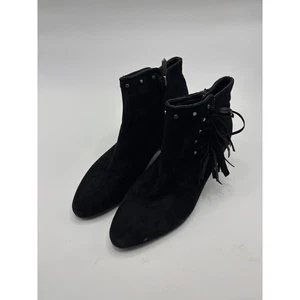 Sam Edelman schwarze Wildleder Nieten Fransen Stiefeletten Blockabsatz Größe 4,5 - Bild 1 von 8