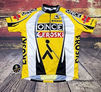 Vtg Giordana Team ONCE Pro Cycling Jersey Mens Large 1/2 Zip Giant Road Bike - Image 1 of 4