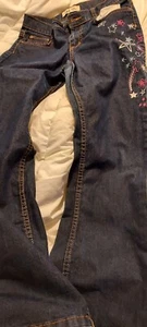 lei blue denim jeans size girls 16 embroidery  - Picture 1 of 8