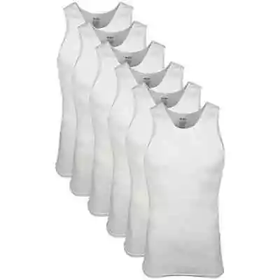 Gildan Men's A-Shirt Tanks, Multipack, Style G1104, White Tank Tops - Image 1 of 4