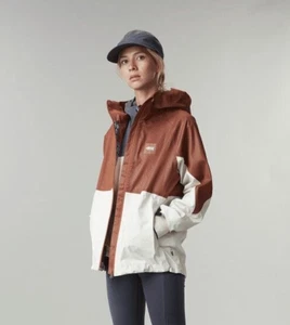 Chaqueta empacable rompevientos para mujer imagen mediana orgánica abstral rústica marrón - Imagen 1 de 7