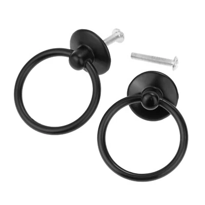 Black Cupboard Drawer Pull Drop Ring Cabinet Knob Kitchen Door Furniture Handles - Image 1 of 4