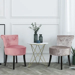 Soft Velvet Button Vanity Make Up Stool Widen Dressing Table Chair Backrest Seat - Picture 1 of 20