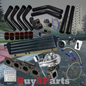 Turbo/Turbocharger + Cast Manifold DIY Black Pipe Kit for 90-93 Mazda Miata 1.6L - Picture 1 of 1