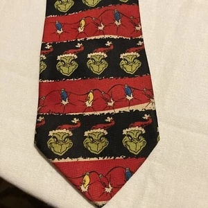 Dr Suess The Grinch and Christmas Lights Mens Neck tie - Picture 1 of 4