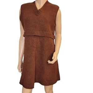 FLAX Jeanne Engelhart Dress Womens Size Medium Large Brown Sweater Lagenlook - Picture 1 of 10