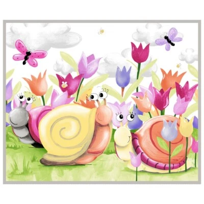 Susybee Sloane the Snail SB20412 100 Playmat 36" Panel Cotton fabric - Image 1 of 2