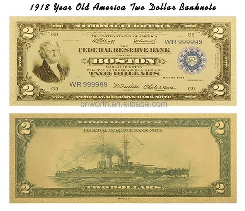 1918 "GOLD" $2 DOLLAR Rep.*Banknote Cover