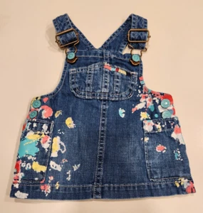 Gymboree Paint Splatter Splash Denim Jumper Dress Baby Infant Size 0-3 Month EUC - Picture 1 of 3