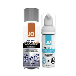 JO Premium Cooling Anal Silicone Lubricant 2oz+Refresh Foaming Toy Cleaner 1.7oz - Picture 1 of 1
