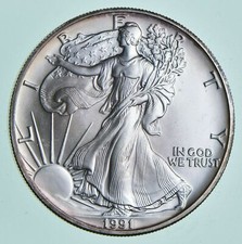 BU 1991 American Silver Eagle 1 Troy Oz .999 Fine Silver Uncirculated