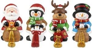 Christmas Stocking Holder Set of 4, Santa, Snowman, Reindeer and Penguin - Picture 1 of 9