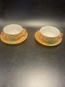 2er Set Mini Japanisches Glanzgeschirr Handbemalt Tasse und Untertasse - Bild 1 von 18