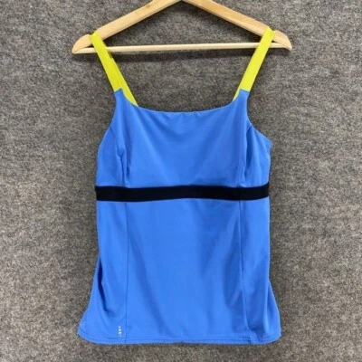 Top Lands' End Activewear Mujer 10L Azul Forrado Sin Mangas Nylon Cuello Cuadrado Foto 1 de 4