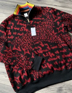 PAUL SMITH 1/4 ZIP FLEECE JUMPER ARTIST STRIPE COLLAR SIZE XL RETAIL £345 BNWT - Picture 1 of 10