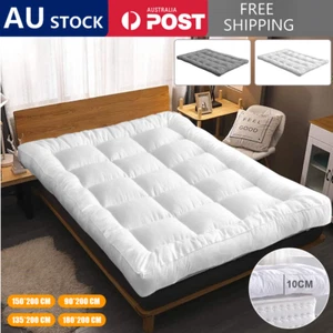 10CM Bedding Luxury Pillowtop Mattress Topper Mat Pad Protector 2025 – ALL SIZES - Picture 1 of 14