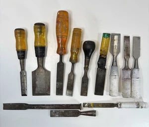 Konvolut 12 alte antike Holzmeißel - Stanley usw. - alle Größen und Vielfalt - Bild 1 von 6