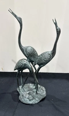 Vintage Bronze Sandhill Crane Family Statue Metal - image 1 of 4