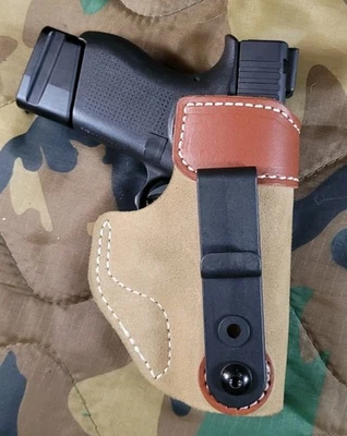 Coldre de couro marrom Desantis 106 D6 Glock 43 43x Iwb - Imagem 1 de 4