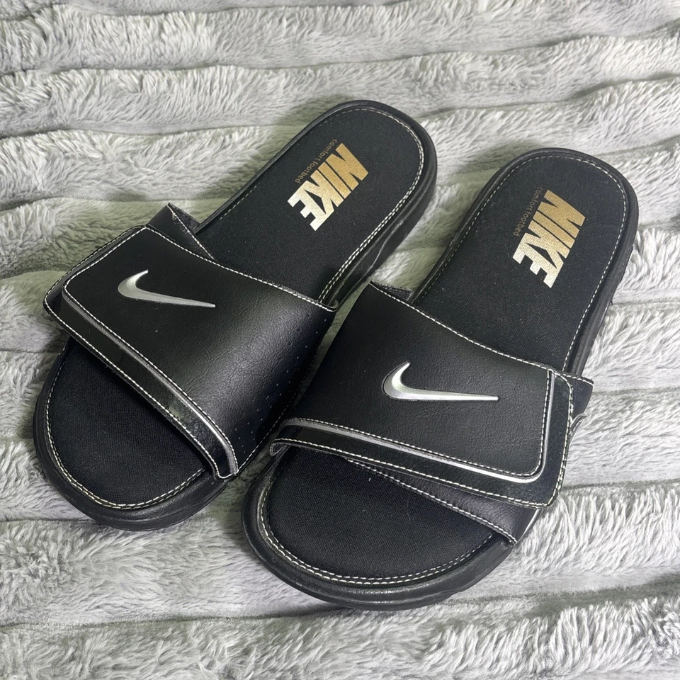 Sandalias Nike Comfort Slide 2 para hombre 11 negras plateadas deslizables espuma viscoelástica 415205-002 Foto 1 de 4