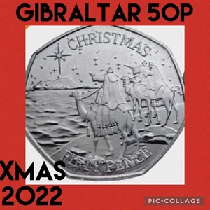 Gibraltar 🇬🇮 coin 50p Xmas 2022 Christmas 3 wise men kings camels animals UNC - Picture 1 of 4