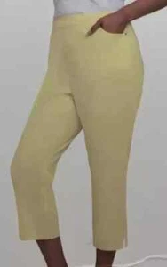 Mario Serrani Women's Comfort Stretch Pull On Capri, Yellow/White, Small - Picture 1 of 3