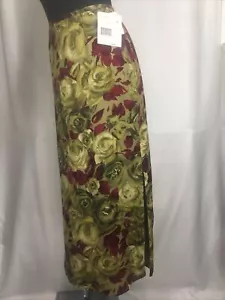 Neu mit Etikett Liz Claiborne langer gerader Damenrock Seide 2 Schlitze weinrot Land Farbe Größe 4 - Bild 1 von 11