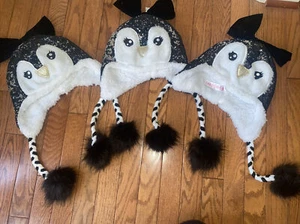 NWOT ~ Girls Justice Sequin Penguin Hats Lot Of 3 - Picture 1 of 3