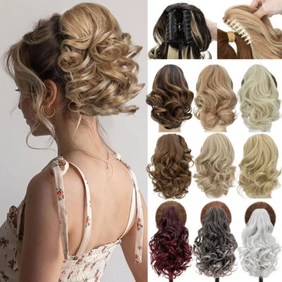 Natürlich Haarteil  Zopf Pferdeschwanz Klammer onHaarverlängerung Echt Lockig DE - Bild 1 von 4