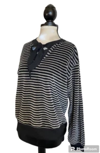 SONIA RYKIEL Vintage 80s Striped Velour Sweatshirt/Pullover France Size M - Picture 1 of 9