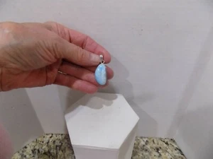 GENUINE Larimar Pendant 925 Sterling Silver Half Moon Shape - Picture 1 of 5