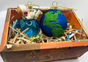 Earth & flying astronaut baubles set. 'out of this world.'  christmas gift. - Picture 1 of 5