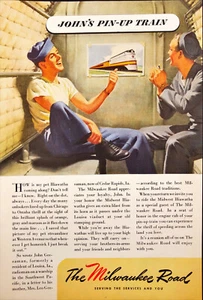 1945 The Milwaukee Road Train Marineros Hablando Fumando Pin-Up de Tren Anuncio Impreso - Imagen 1 de 6