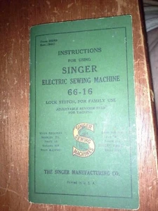Vintage Singer Sewing Machine Instruction Book Electric 66-16 - Picture 1 of 5