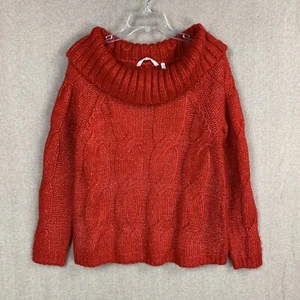 Suéter suave para mujer S cable rojo tejido cuello de capucha grueso tejido - Imagen 1 de 10