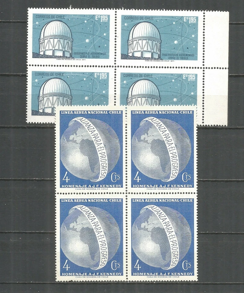 Chile 1969/72 years, mint stamps MNH (**) block of 4 space - Image 1 of 1