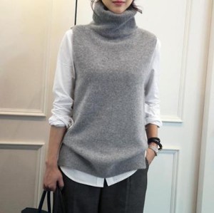 Brown Roll Neck Sleeveless Jumpers 